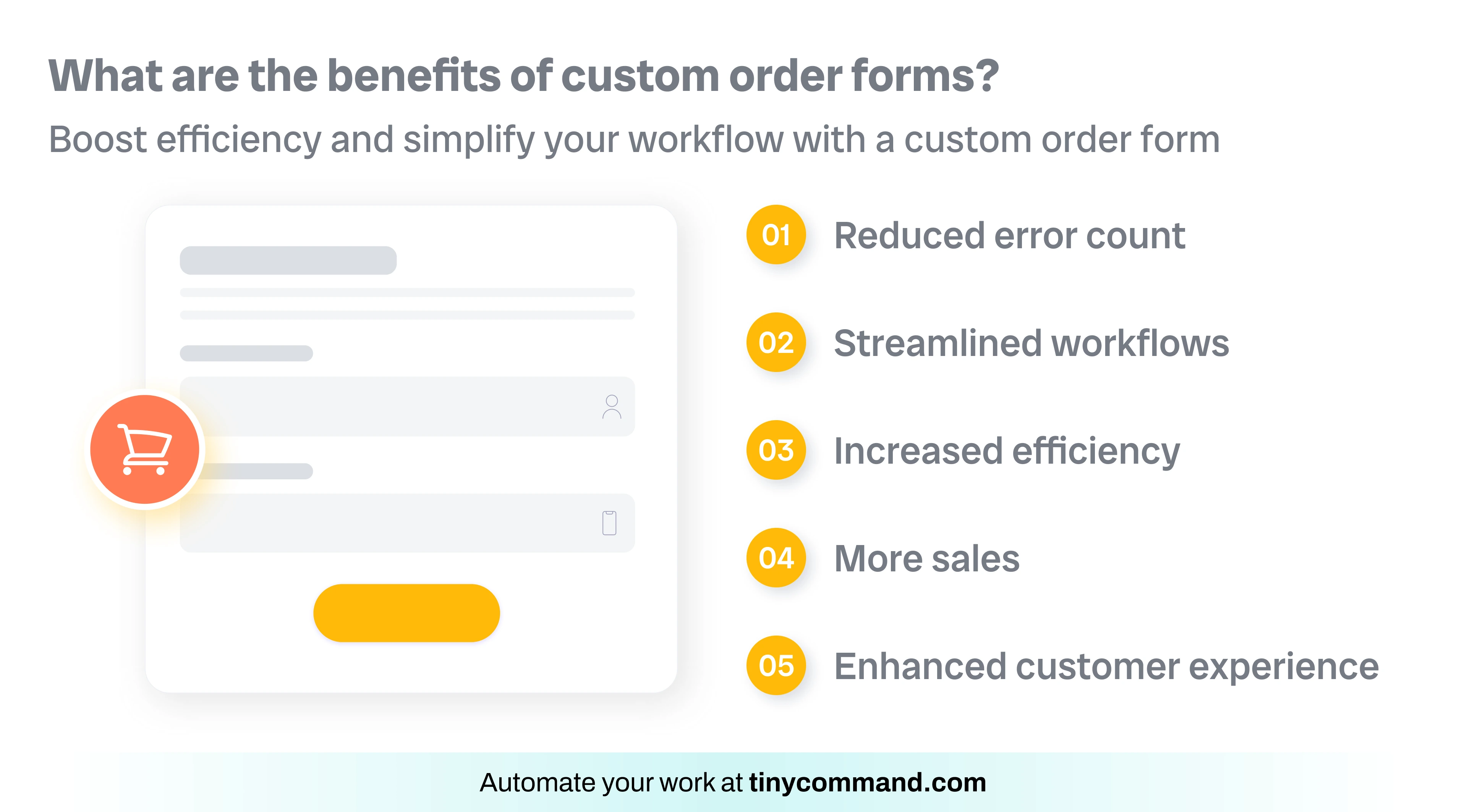 Benefits of custom order forms - automate your work at tinycommand.com