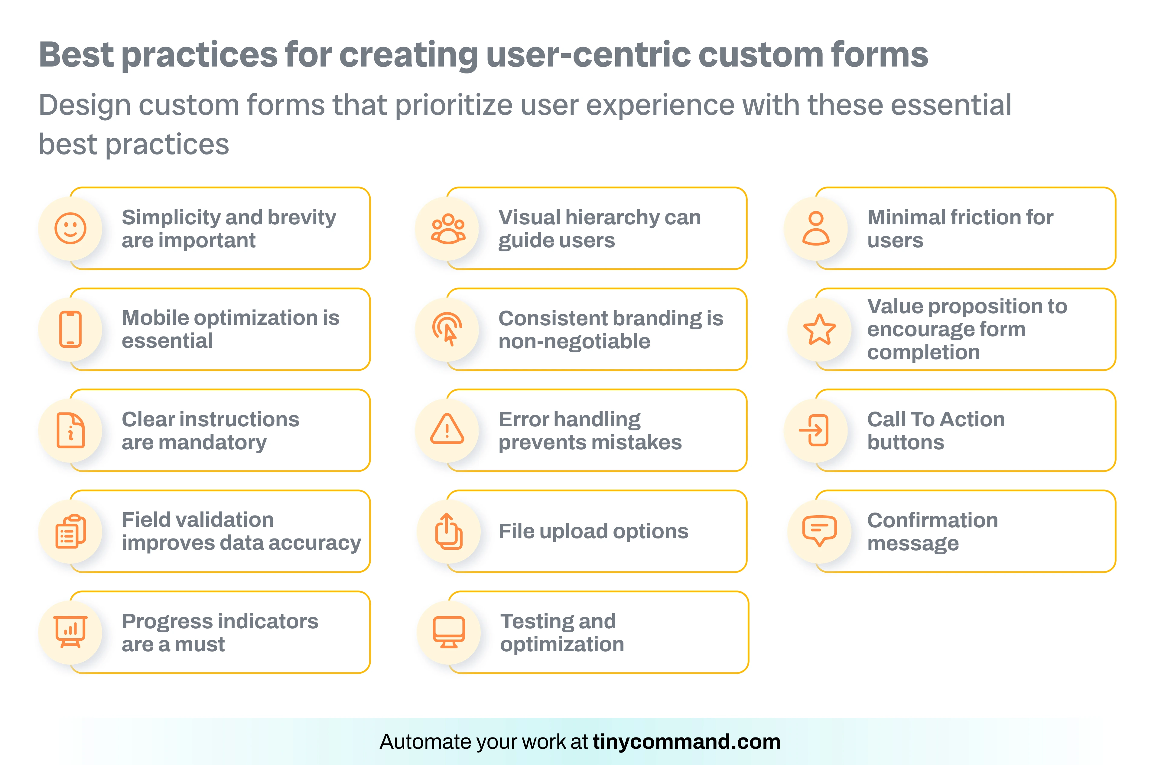 Best practices for creating user-centric custom forms - automate your work at tinycommand.com