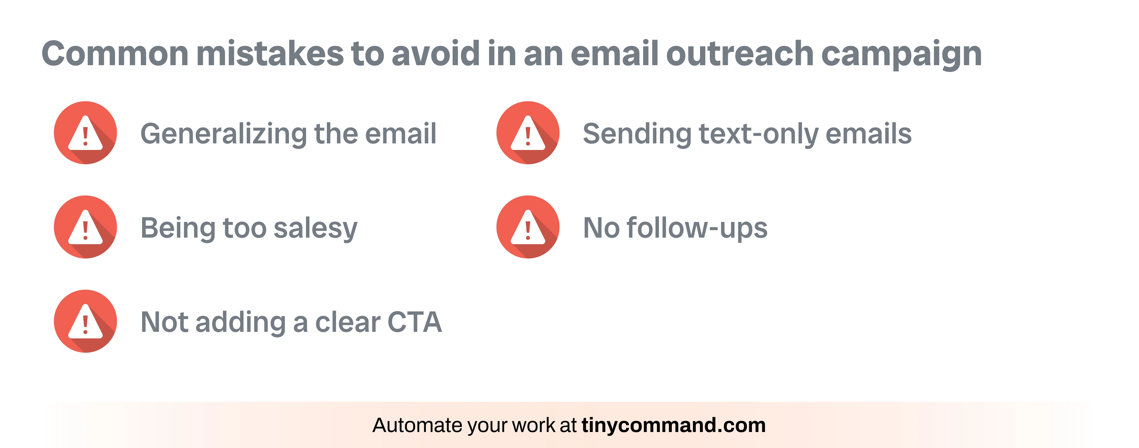 Common mistakes to avoid in an email outreach campaign - Automate your work at tinycommand.com